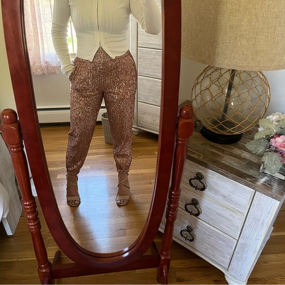 Ann Taylor Loft rose gold sequin pants - Size Small - Picture 2 of 4